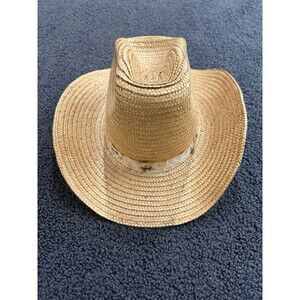 Levi’s Vintage 1970 Straw Western Cowboy Hat With Feather Made In USA Sz Large